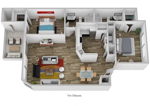 The Ottawas 1,058 Sq. Ft. Floor Plan at Indian Lookout, West Carrollton, OH